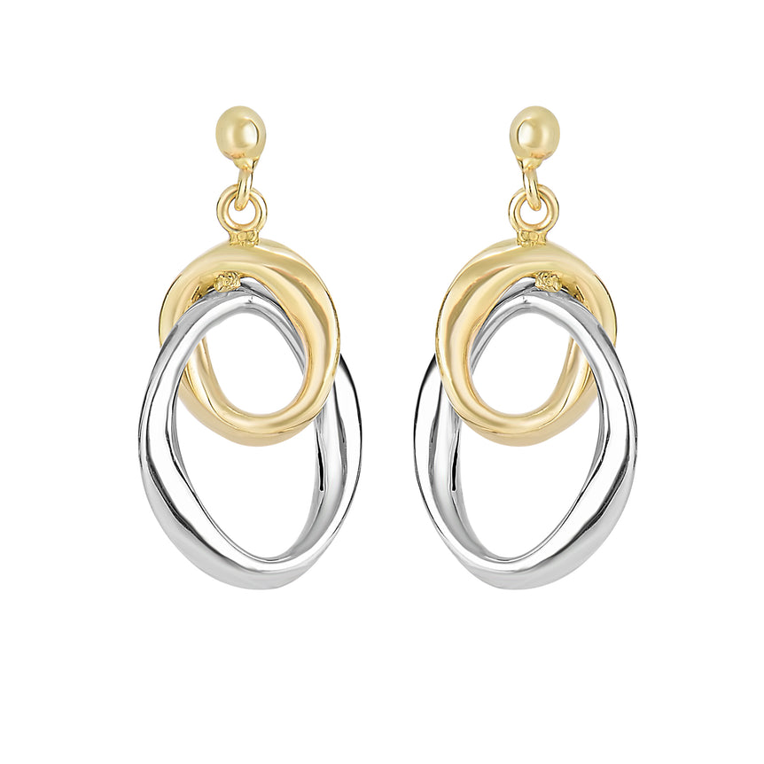 14K Gold Interlocked Drop Earring-Two-tone | Push Back