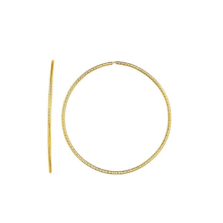 14K Gold 1.2x40mm Diamond Cut Endless Hoops-Yellow | Slide