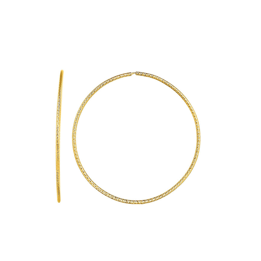 14K Gold 1.2x40mm Diamond Cut Endless Hoops-Yellow | Slide