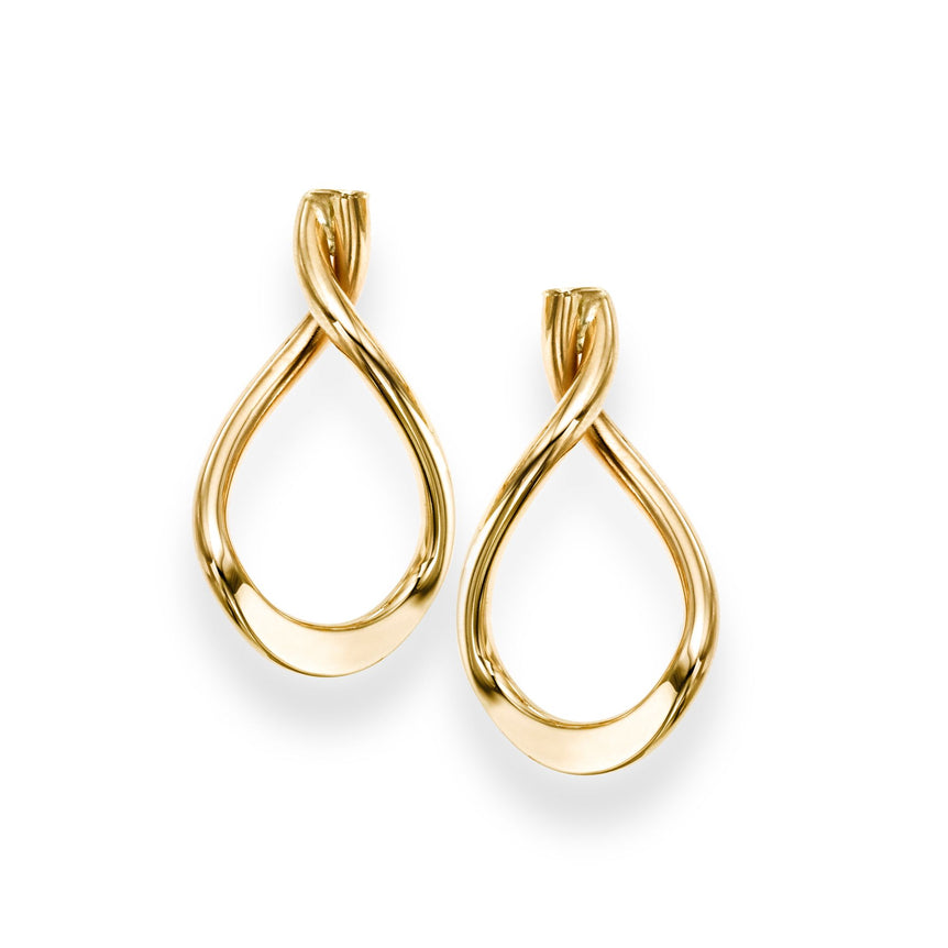 14K Gold Drop Freeform Earring-Yellow | Push Back
