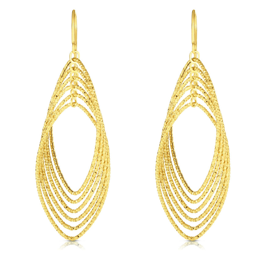 14K Gold Multi-Layered Dangle Earring-Yellow | Euro Wire
