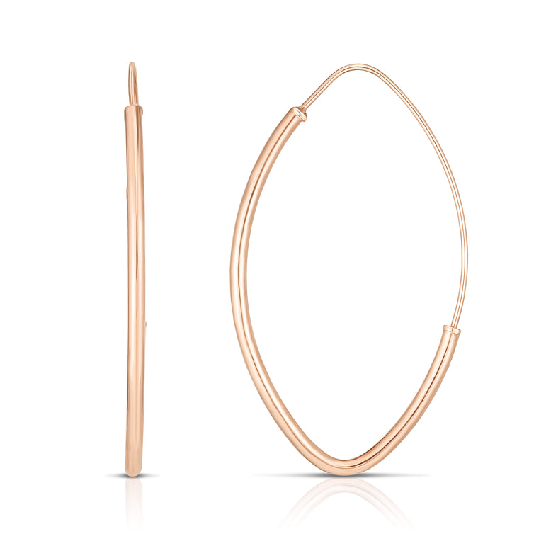 14K Gold Small Polished Marquise Fashion Hoop Earring-Rose | Slide