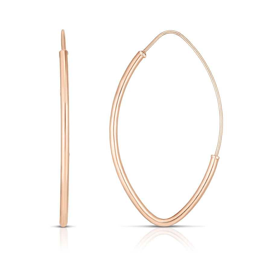 14K Gold Small Polished Marquise Fashion Hoop Earring-Rose | Slide