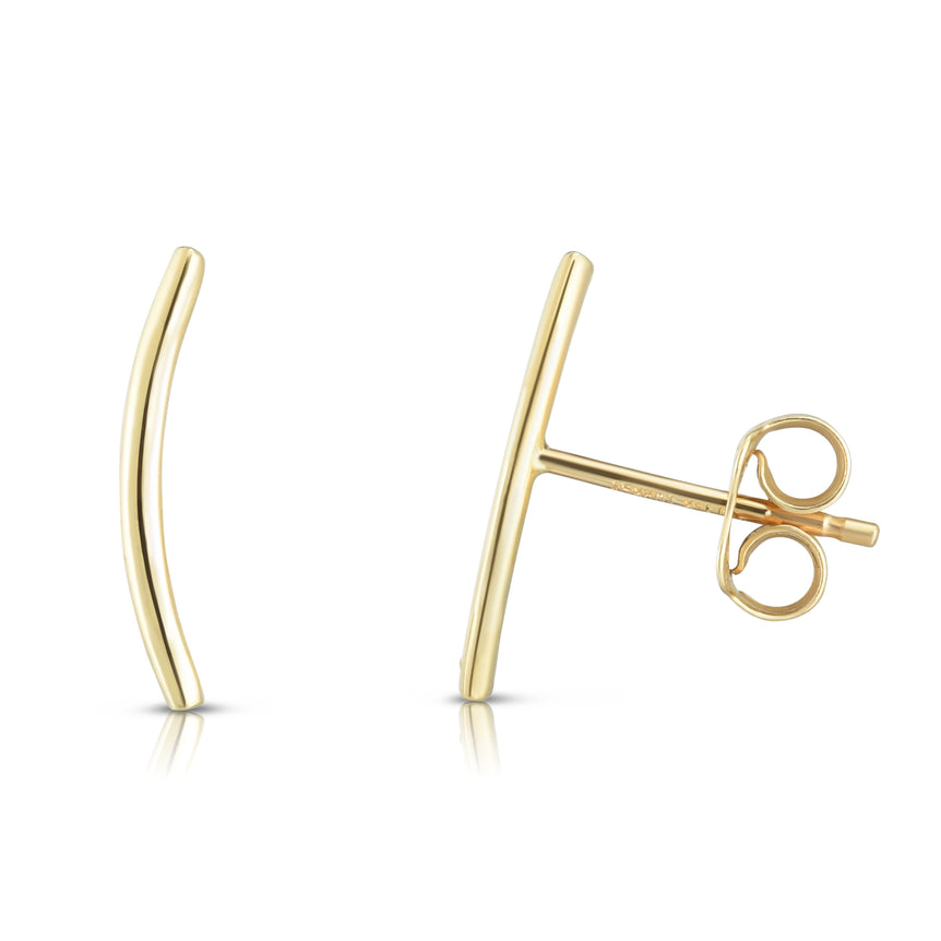 14K Gold Small Polished Ear Climber-Yellow | Push Back