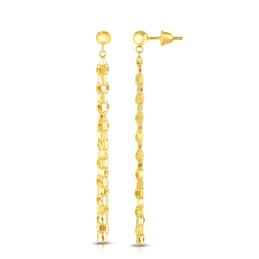14K Gold Shoulder Duster Earring-Yellow | Push Back