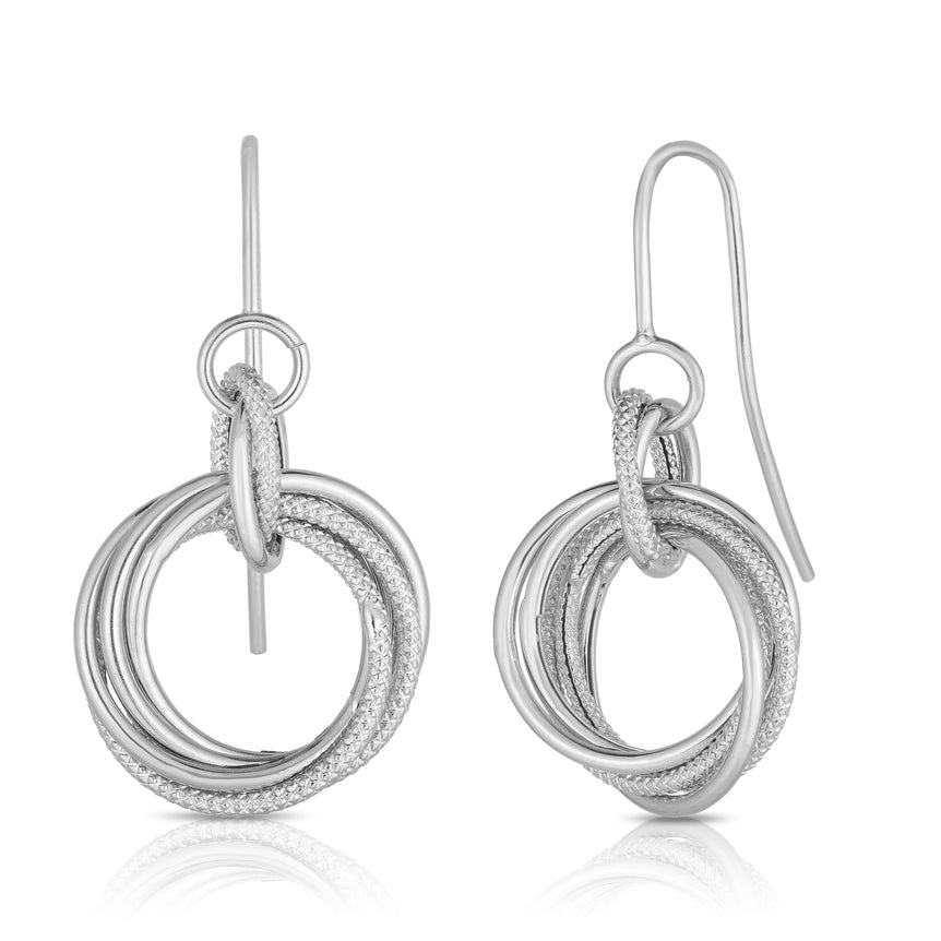 14K Gold Small Multi Row Dangle Earring-White | Euro Wire