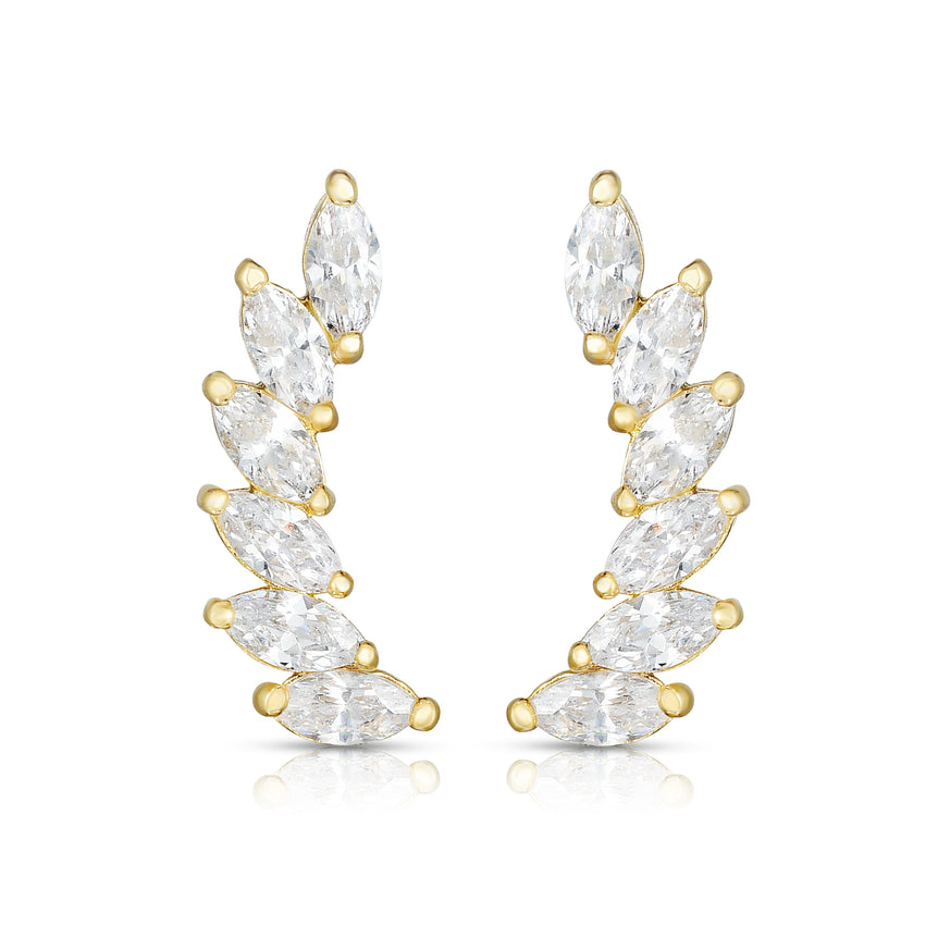 14K Gold Marquise CZ Ear Climber-Yellow | Push Back