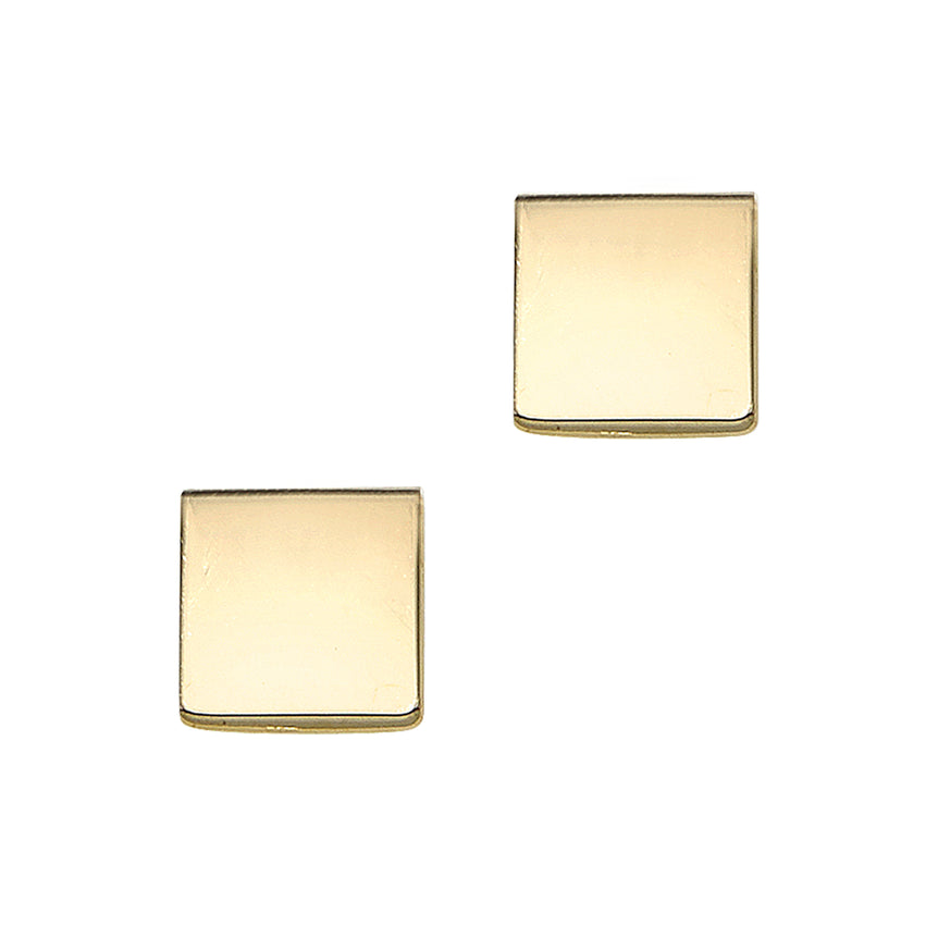 14K Gold Polished Square Stud Earring-Yellow | Push Back