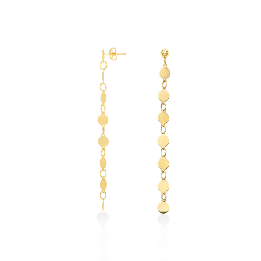 14K Gold Mirror Chain Drop Earring-Yellow | Push Back