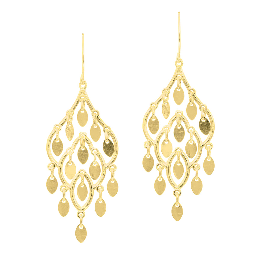 14K Gold Polished Chandelier Earring-Yellow | Euro Wire