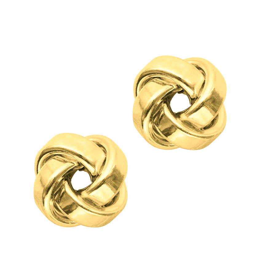 14K Gold Medium Polished Love Knot Stud Earring-Yellow | Push Back