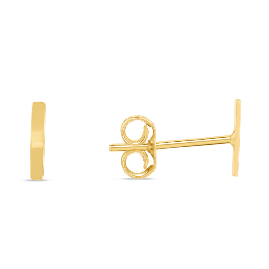 14K Gold Initial I Stud Earring-Yellow | Push Back