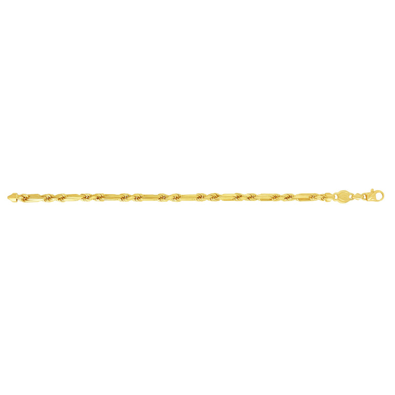 14K Gold 5mm Figarope Chain -Yellow | Lobster