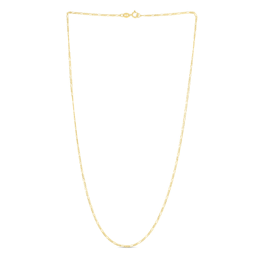 14K Gold 1.9mm Figaro Chain-Yellow | Spring Ring