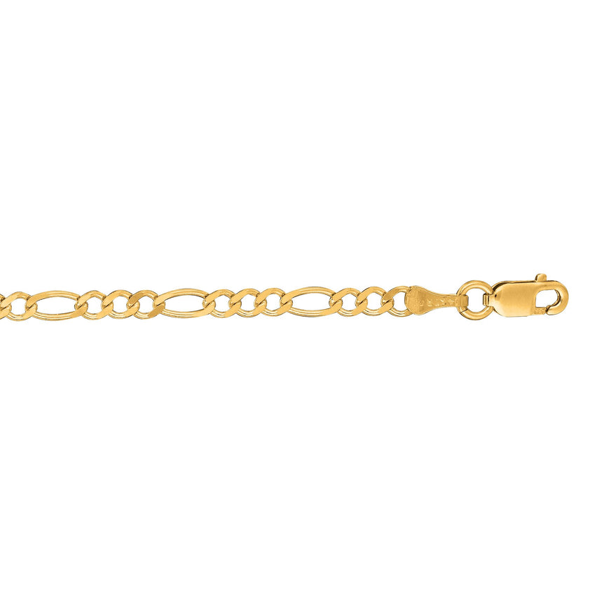 14K Gold 3.1mm Figaro Chain -Yellow | Lobster