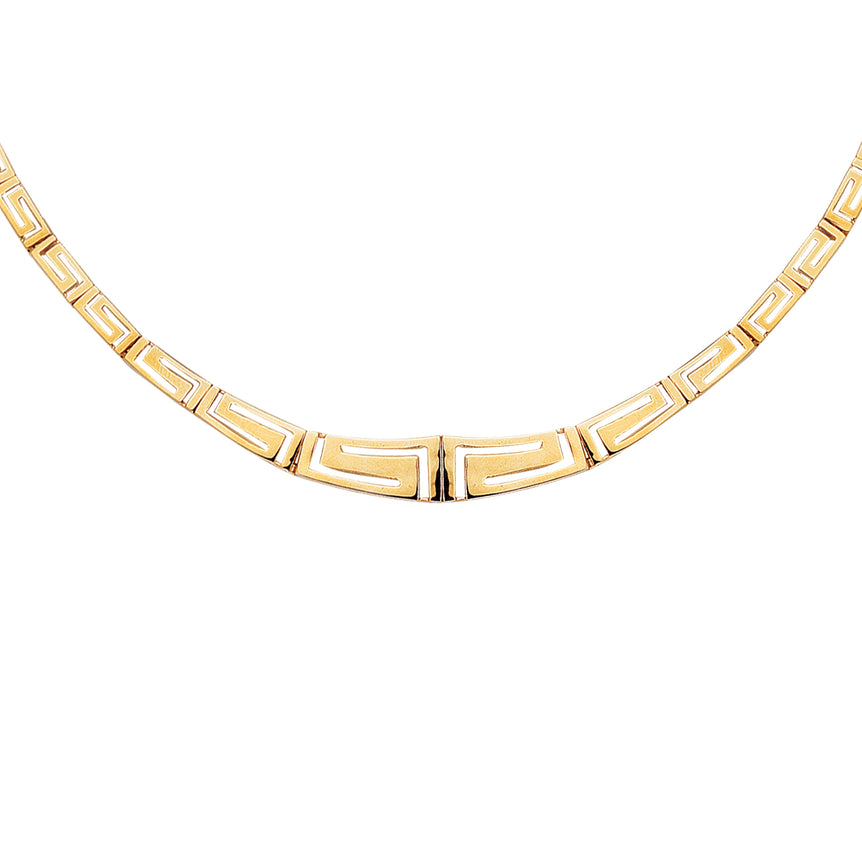 14K Gold Greek Key Necklace-Yellow | Box