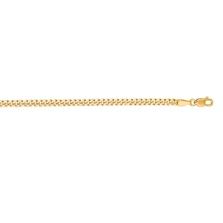 14K 3.3mm Gourmette Chain-Yellow | Lobster