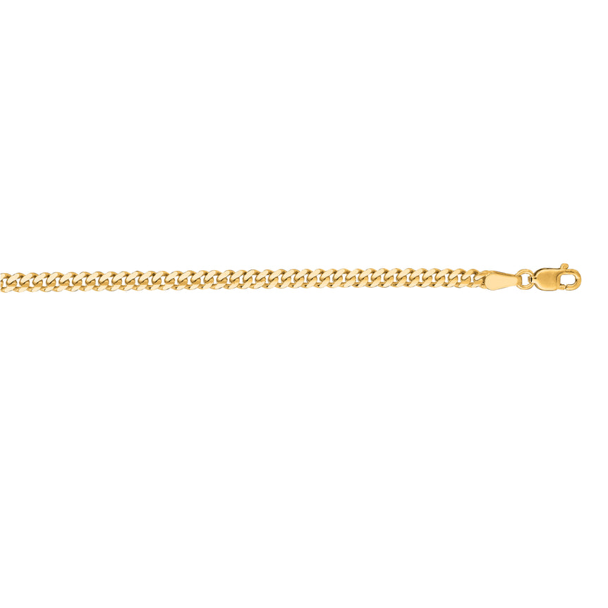 14K 3.3mm Gourmette Chain-Yellow | Lobster