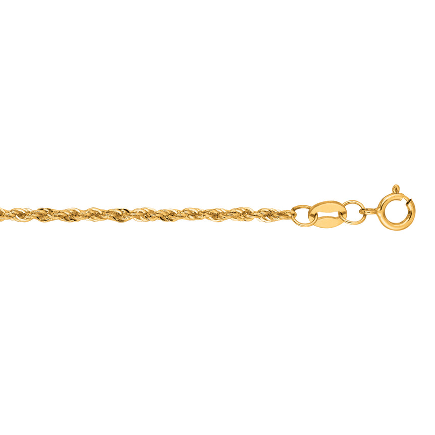 14K Gold 1.5mm Lite Rope Chain -yellow | lobster
