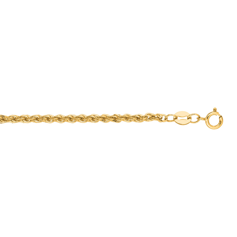 14K Gold 2mm Lite Rope Chain -Yellow | Lobster