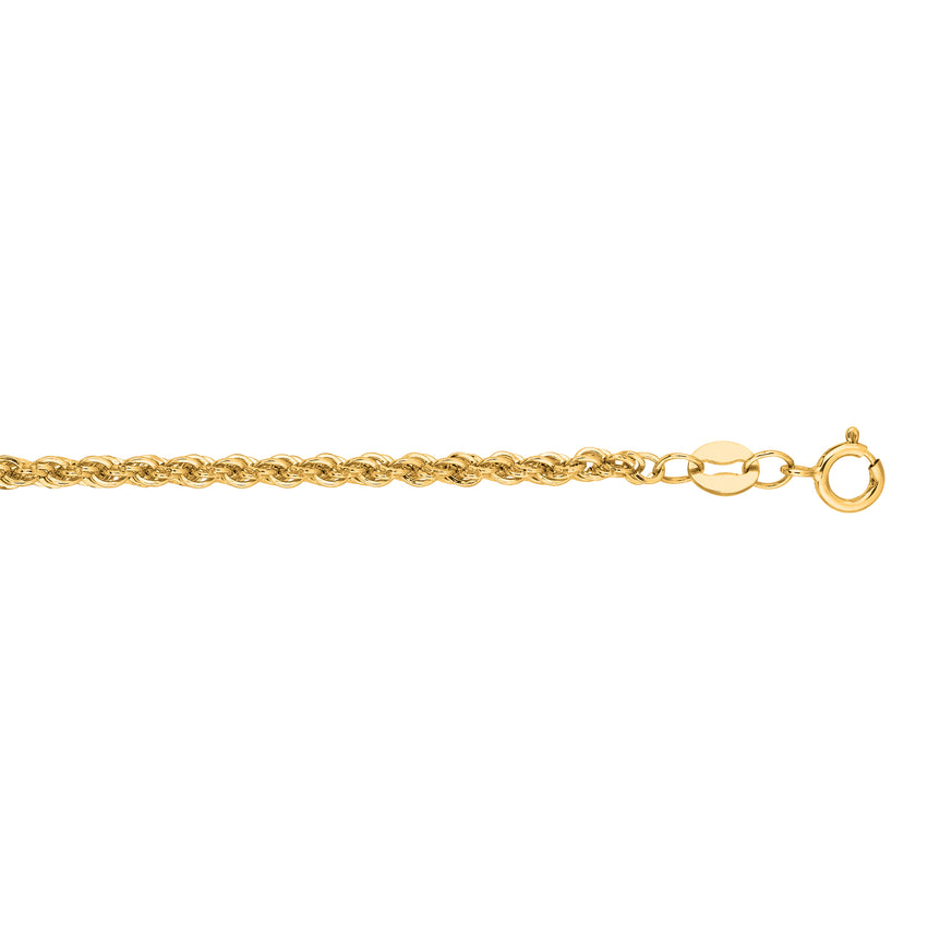 14K Gold 2mm Lite Rope Chain -Yellow | Lobster