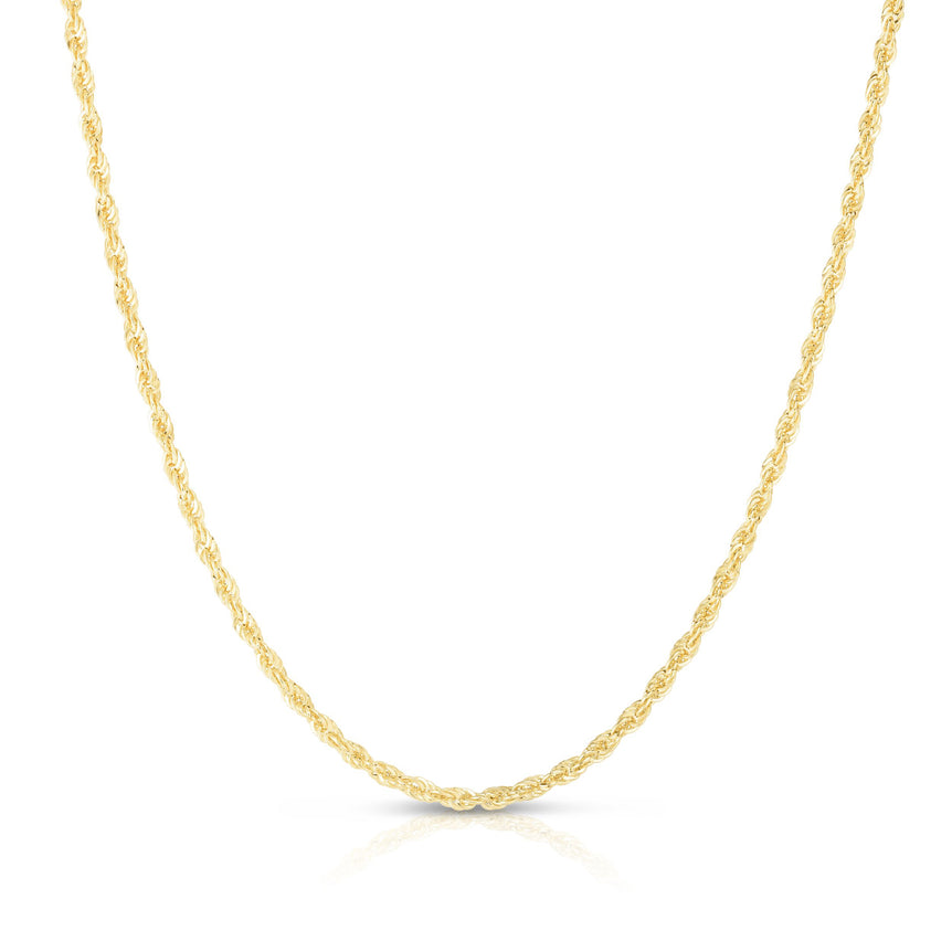 14K Gold 2.5mm Lite Rope Chain -Yellow | Lobster