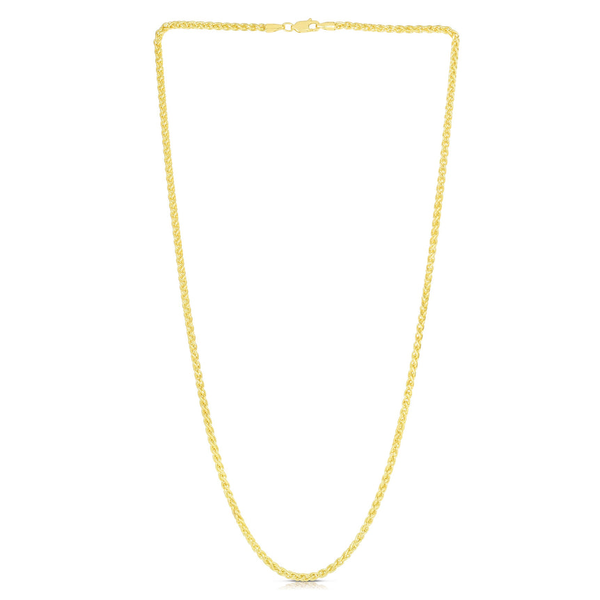 14K Gold 2.8mm Lite Round Wheat Chain -Yellow | Lobster