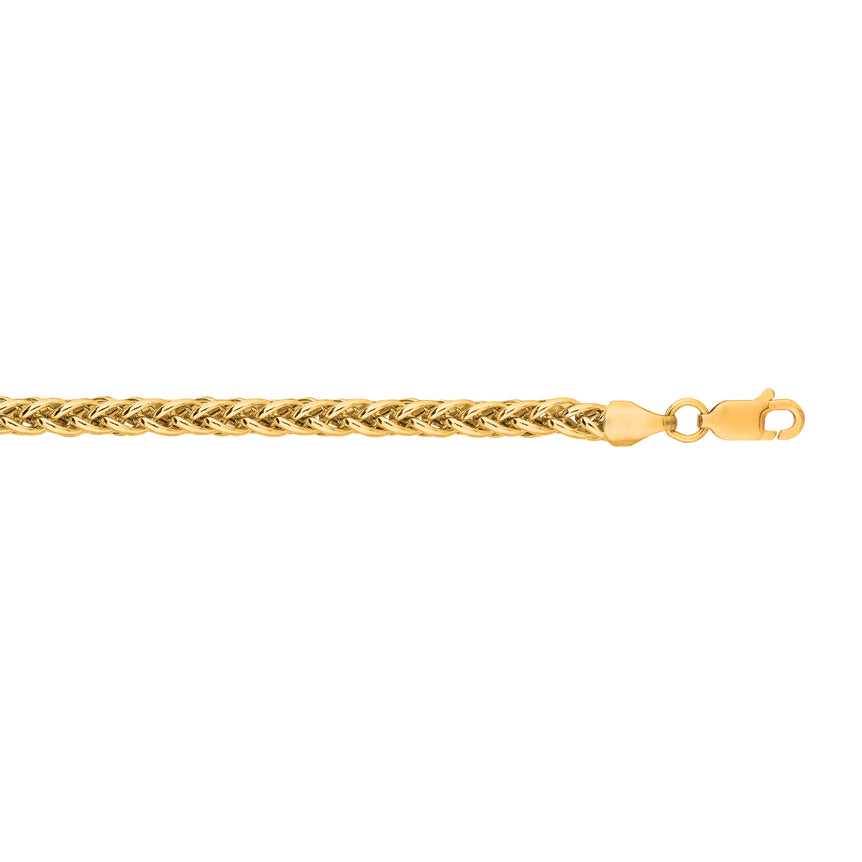14K Gold 3.2mm Lite Round Wheat Chain-Yellow | Lobster