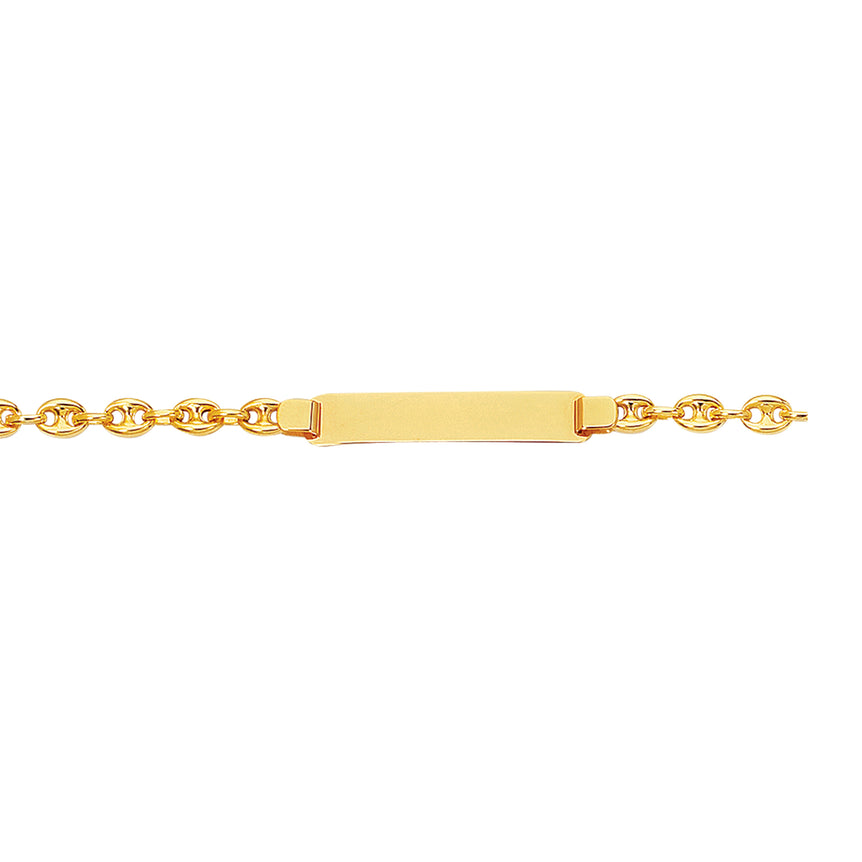 14K Gold Children's Puffed Mariner ID Bracelet-Yellow | Lobster