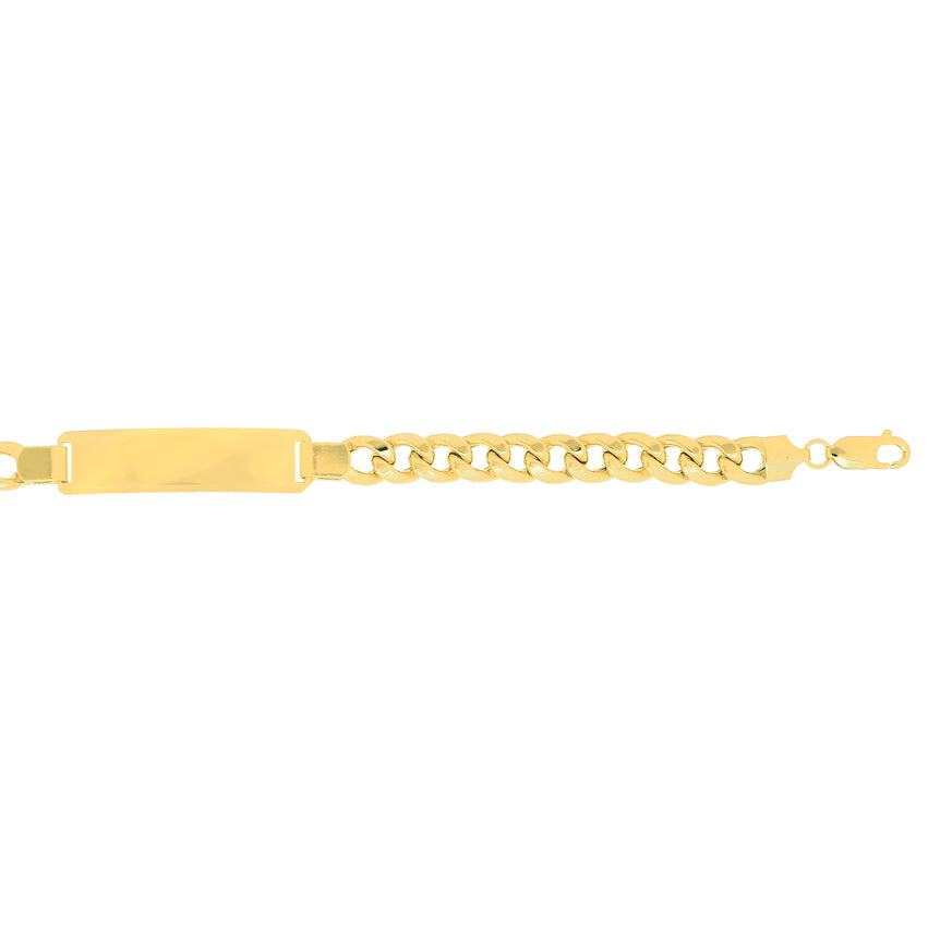 14K Gold 8mm Polished ID Bracelet-Yellow | Lobster