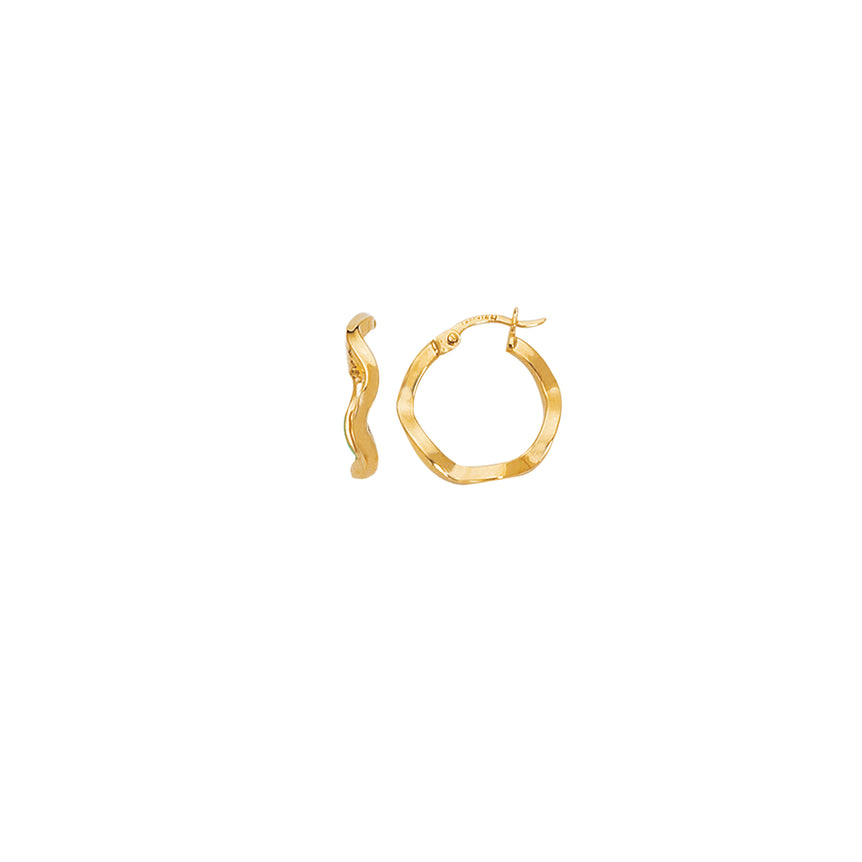 14K Gold Twist Hoop Earring-Yellow | Hinged