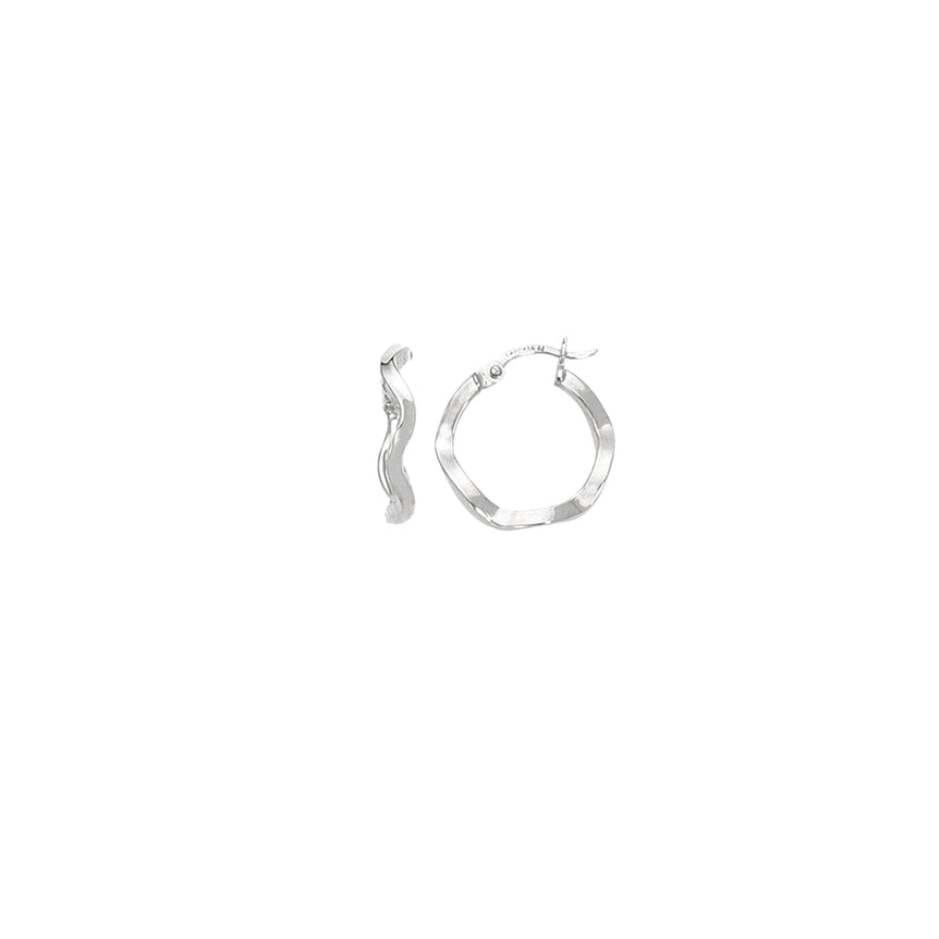 14K Gold Twist Hoop Earring-White | Hinged
