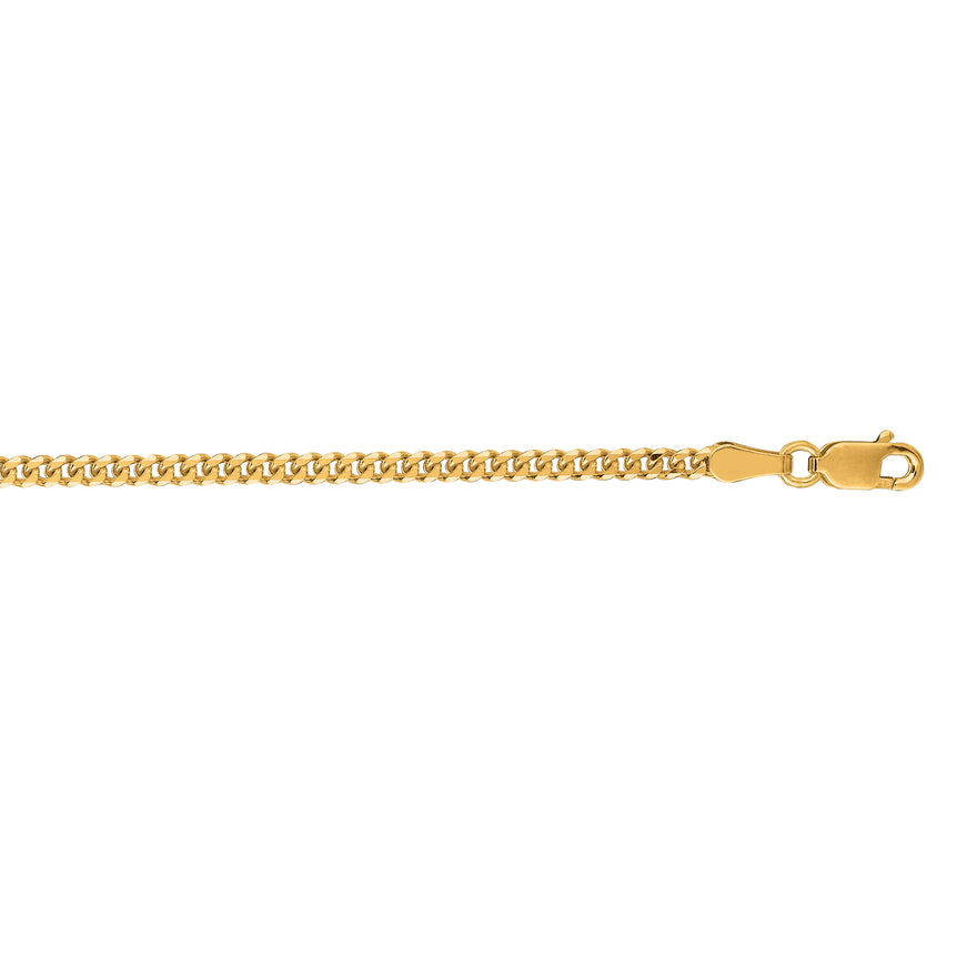 18K Gold 2.2mm Gourmette Chain-Yellow | Lobster