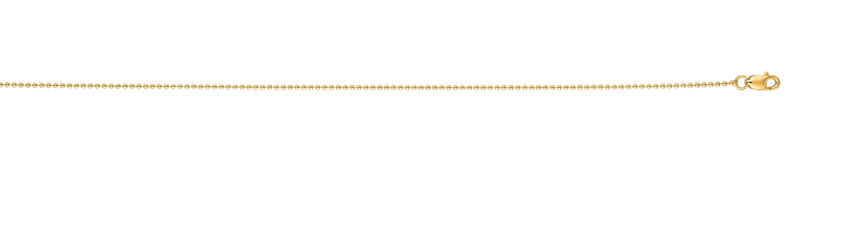 18K Gold 1.5mm Bead Chain-Yellow | Lobster