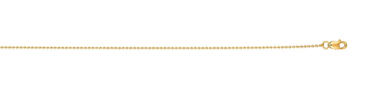 18K Gold 2.5mm Bead Chain-Yellow | Lobster
