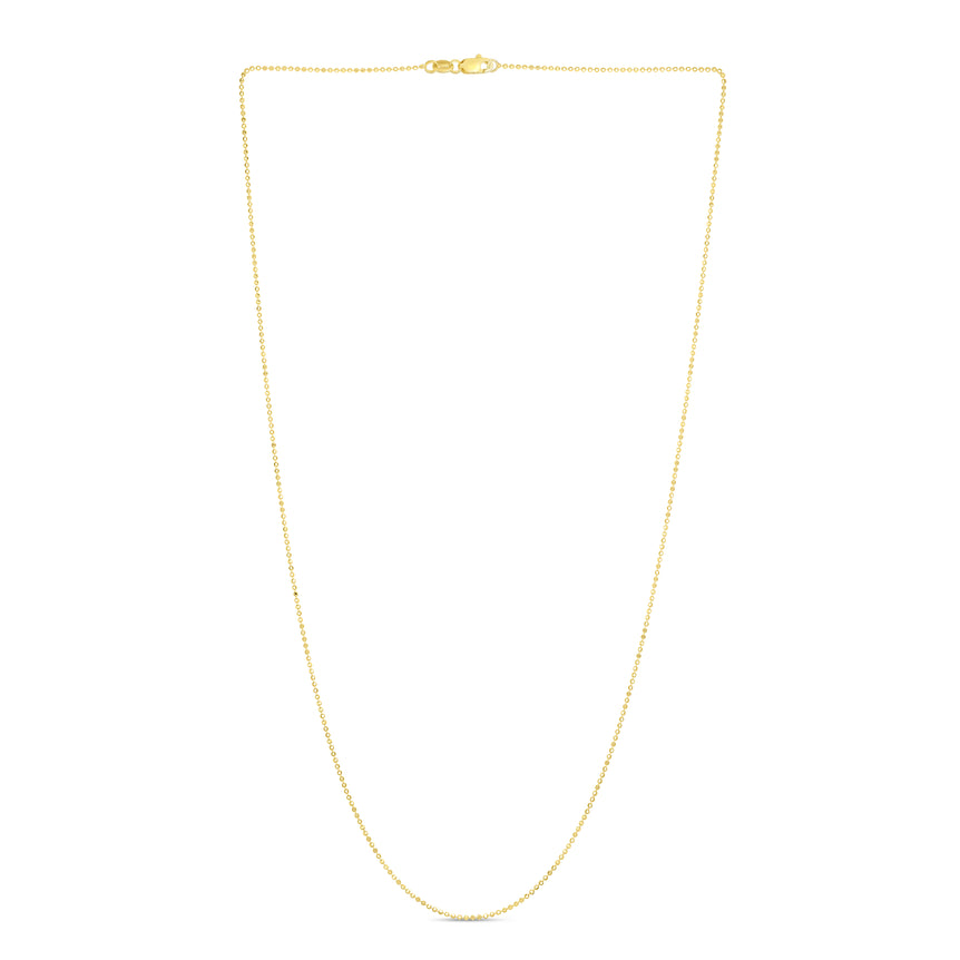 14K Gold 0.9mm Diamond Cut Bead Chain-Yellow | Lobster