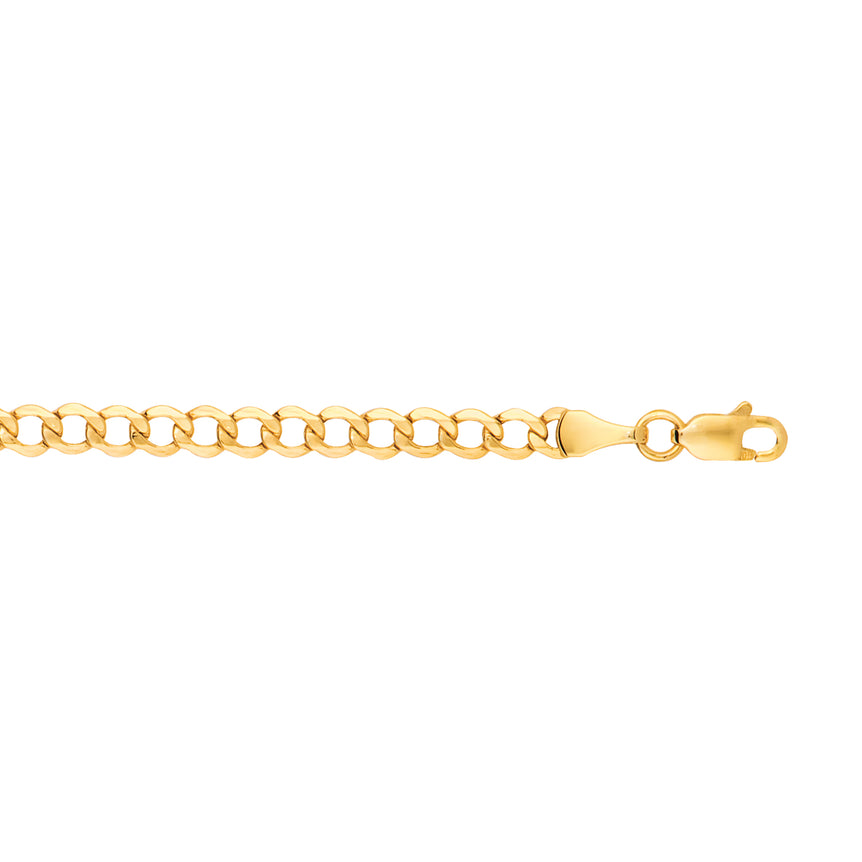 14K Gold 7" 4.4mm Lite Curb Chain -Yellow | Lobster