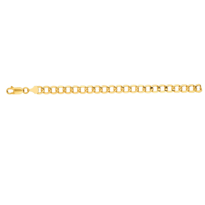 14K Gold 6.2mm Lite Curb Chain-Yellow | Lobster