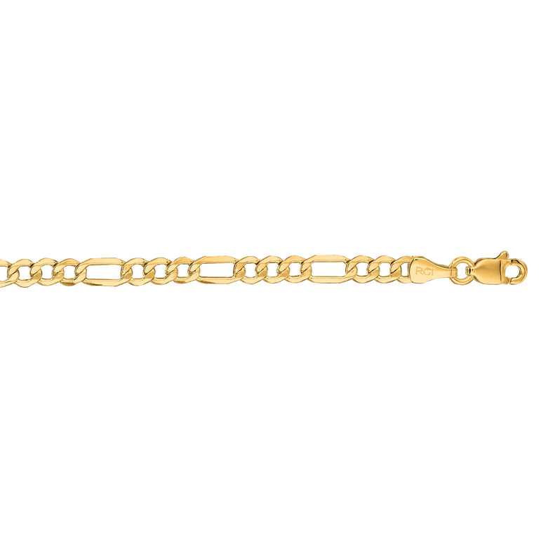 14K Gold 3.7mm Lite Figaro Chain-Yellow | Lobster