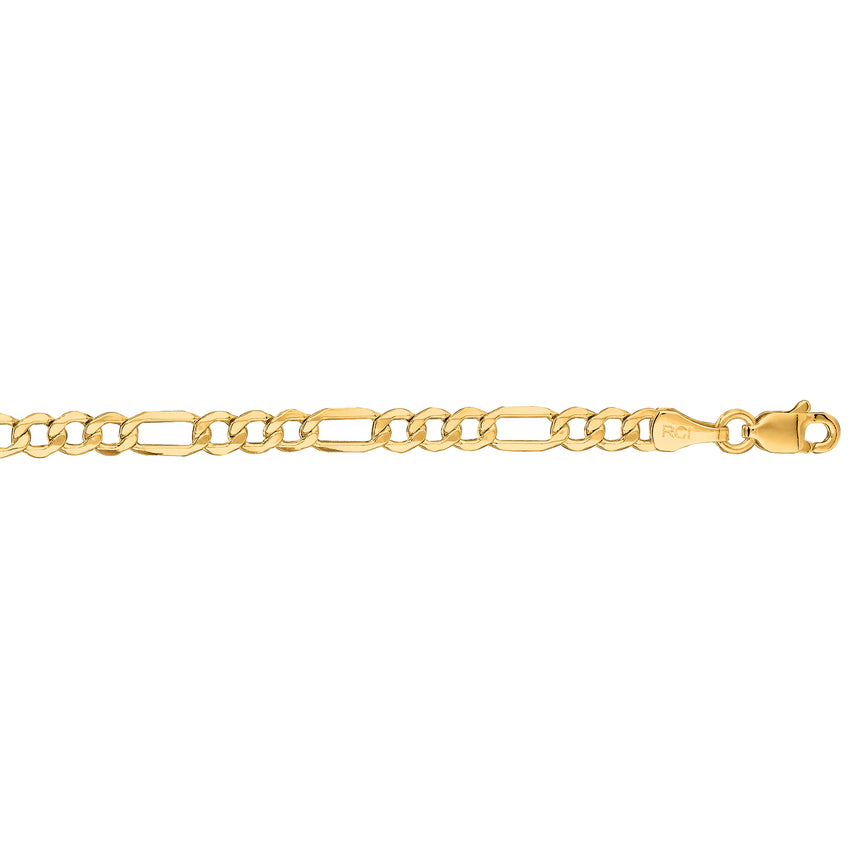 14K Gold 3.7mm Lite Figaro Chain-Yellow | Lobster
