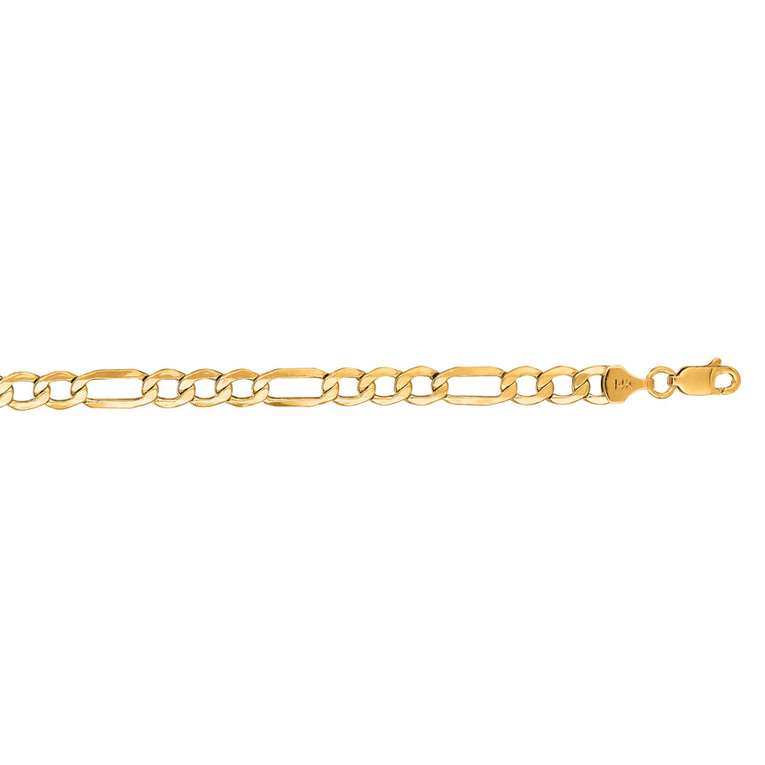 14K Gold 5.6mm Lite Figaro Chain-Yellow | Lobster