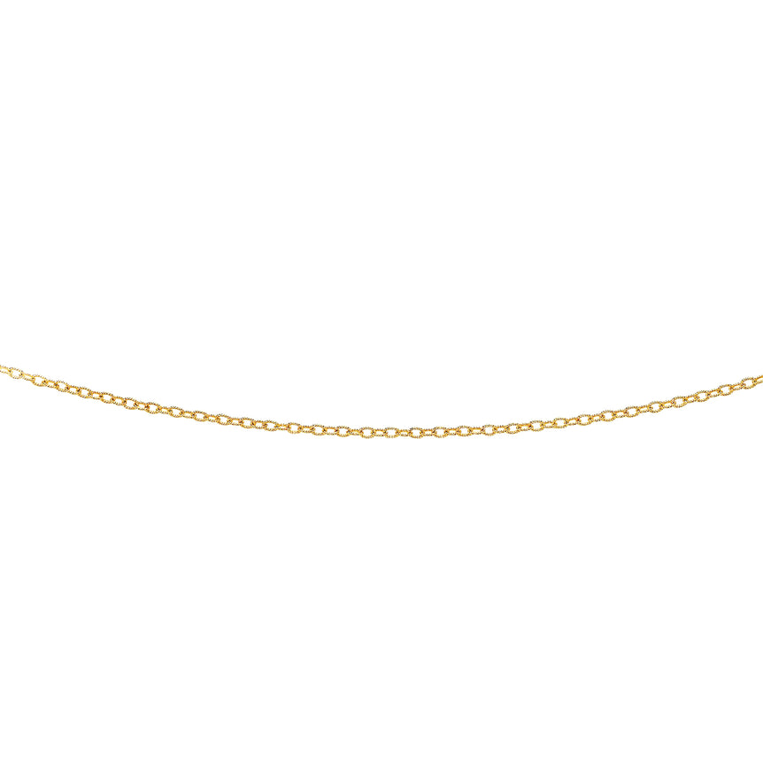 14K Gold 2.5mm Textured Cable Chain -Yellow | Pear Shaped Lobster