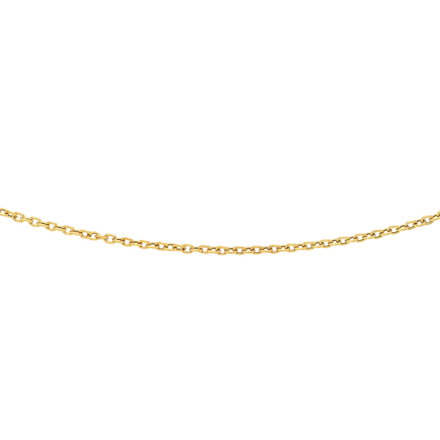 14K Gold 3.3mm Textured Cable Chain-Yellow | Lobster