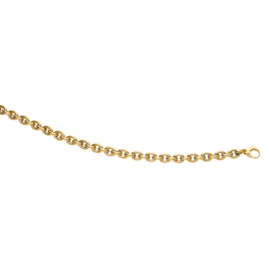 14K Gold Polished Oval Cable Link Chain-Yellow | Lobster