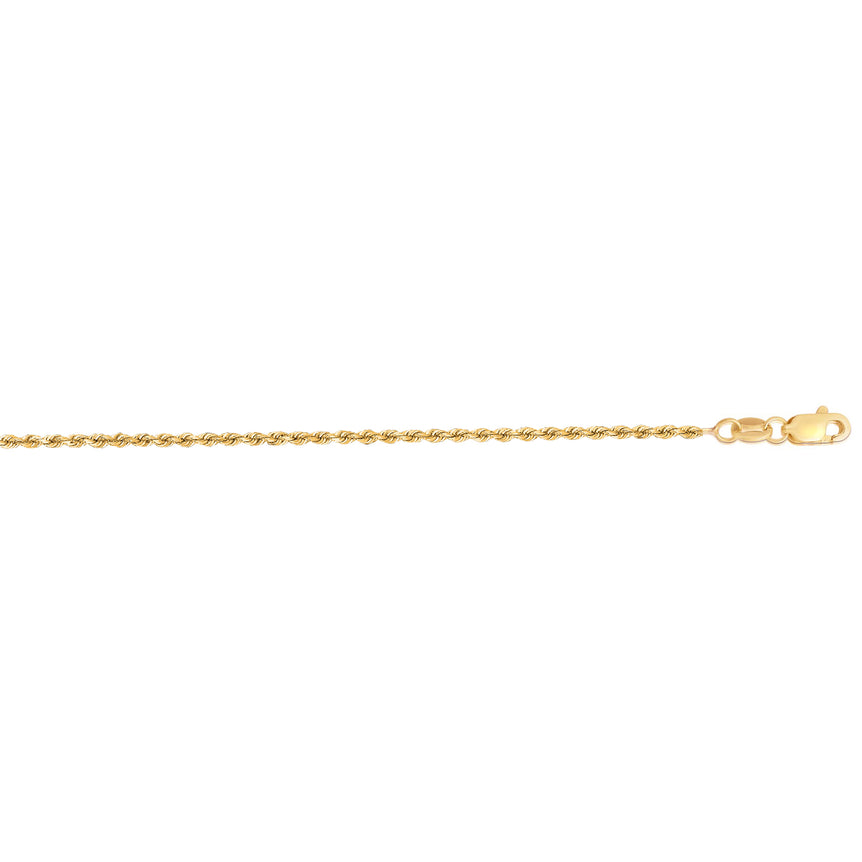 14K Gold 22" 1.4mm Diamond Cut Royal Rope Chain-Yellow | Lobster