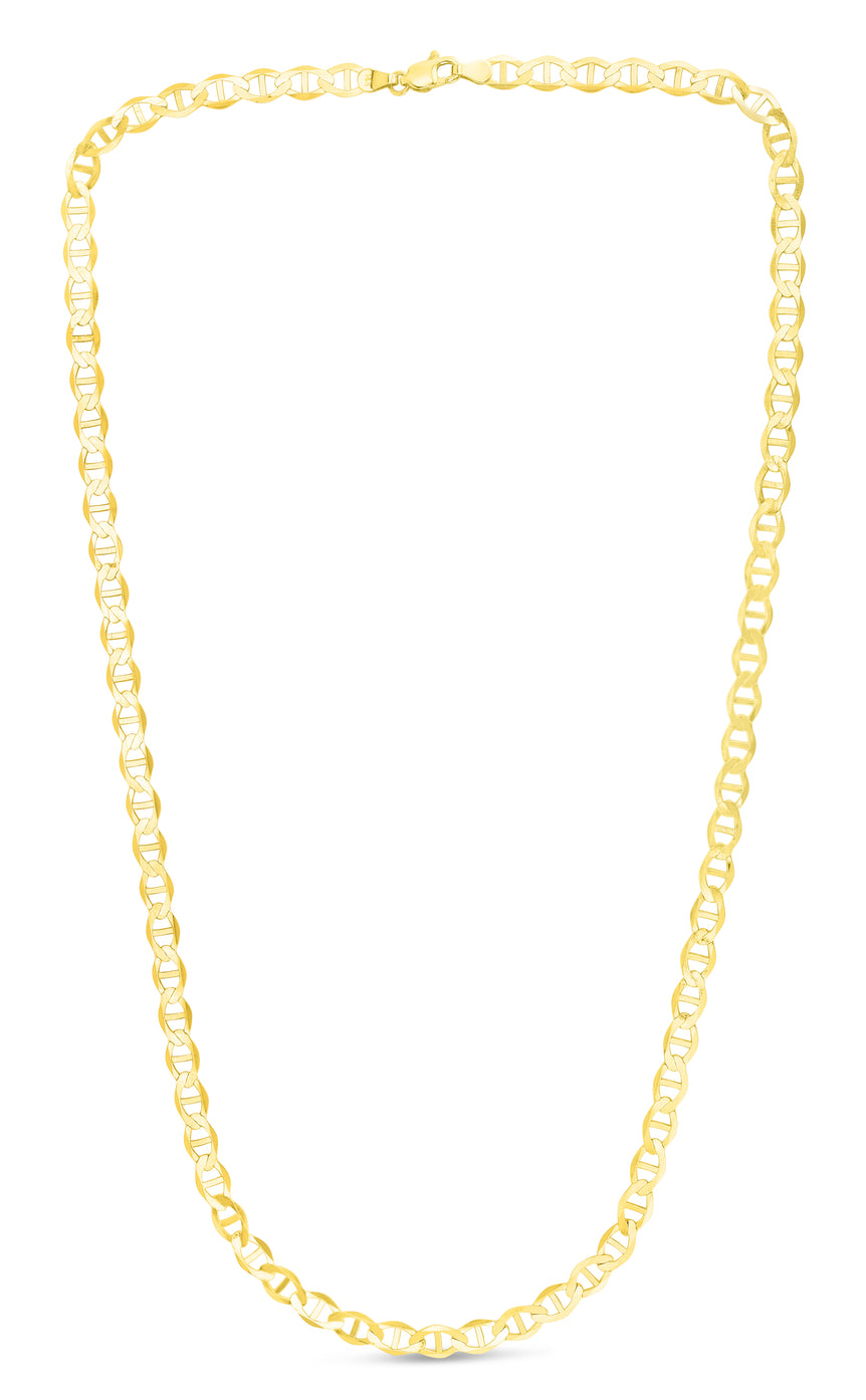 14K Gold 5.5mm Mariner Chain -Yellow | Lobster