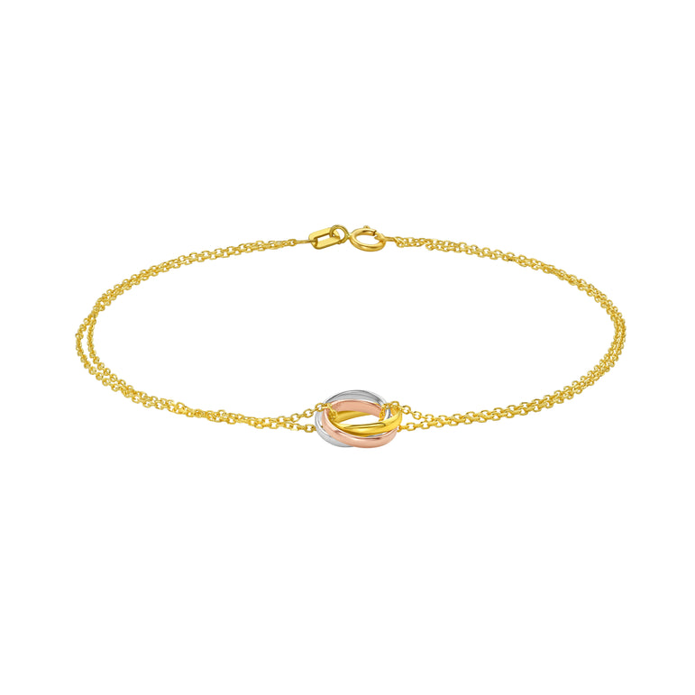 14K Trinity Chain Bracelet-Tri-color | Spring Ring
