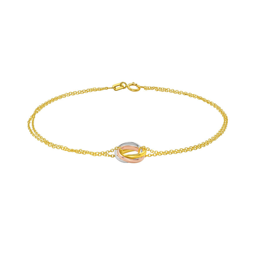 14K Trinity Chain Bracelet-Tri-color | Spring Ring
