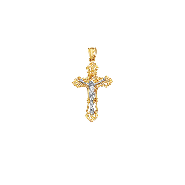 14K Gold Vintage Crucifix Cross-Two-tone