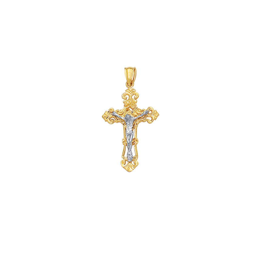 14K Gold Vintage Crucifix Cross-Two-tone